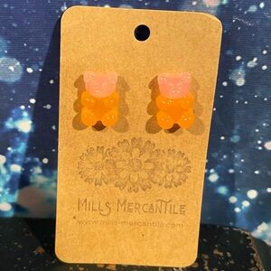 New Mills Mercantile Gummy Bear Earrings Pink/Orange